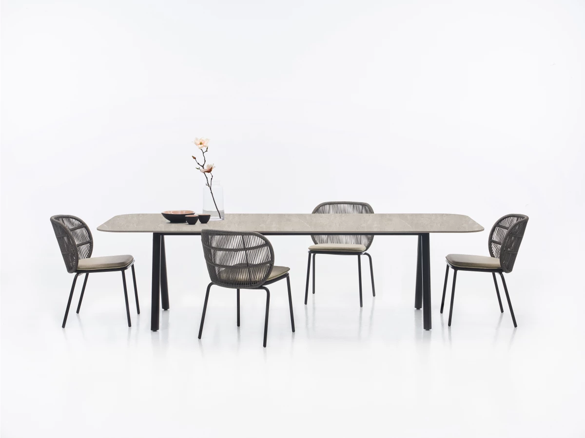 KODO Dining Table, Fossil Grey 280cm w. Sabbia Panna Ceramic + Dining Chair